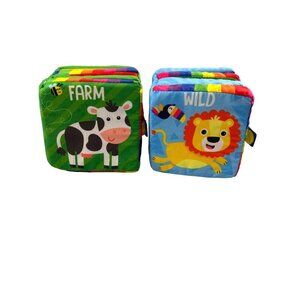 Kids Books Learning Fun Baby Books Soft Set of 2 Animals Multicolored